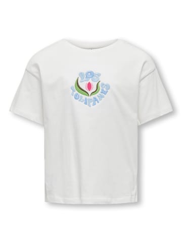 KIDS ONLY T-Shirt KOGFLOWER MAIKEN CROP S/S in cloud dancer