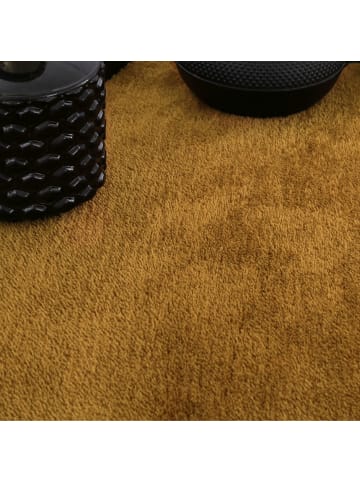 KADIMA DESIGN Teppich Kurzflor waschbar Unifarben Wohnzimmer in Senf
