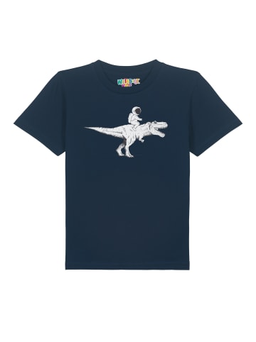 wat? Apparel T-Shirt Astronaut on T-Rex in Dunkelblau