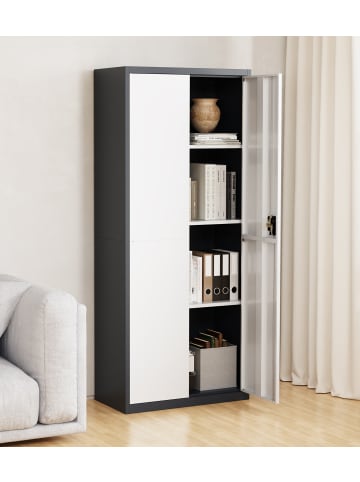 VCM  Büroschrank Stahlschrank abschließbar Malivo 4fach in Anthrazit / Weiß