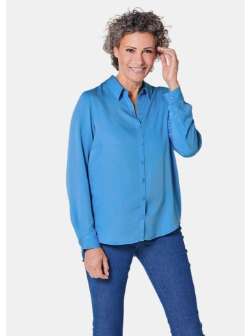 GOLDNER Kurzgröße:  Hemdbluse Hemdbluse mit durchgehender Knopfleiste in riviera