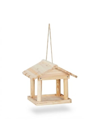 relaxdays Vogelfutterhaus in Natur - (B)26 x (H)22 x (T)22 cm