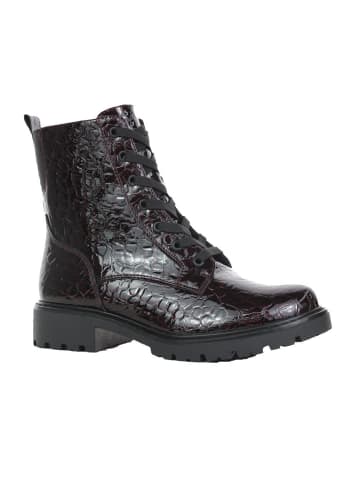Schnürstiefelette in Wine Croco