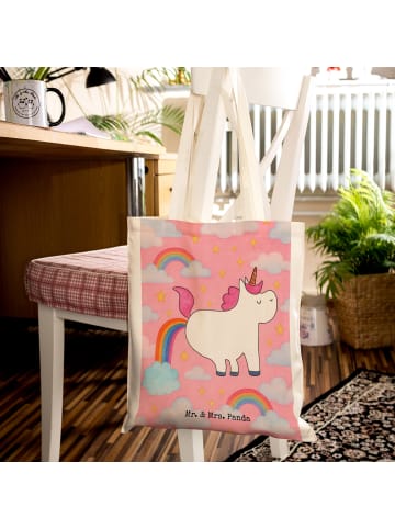 Mr. & Mrs. Panda Shopping Tasche Einhorn Pupsen Design ohne Spruch in Weiß
