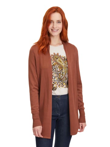 Betty Barclay Feinstrickjacke mit Lurexkanten in Braun