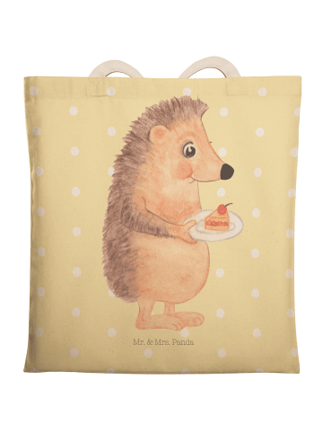 Mr. & Mrs. Panda Stofftragetasche Igel Kuchenstück ohne Spruch in Gelb Pastell