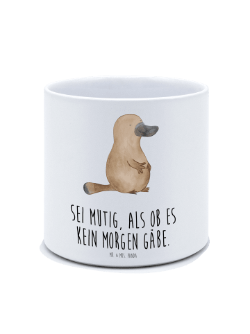 Mr. & Mrs. Panda XL Blumentopf Schnabeltier Mut mit Spruch in Weiß