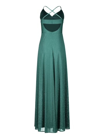 Vera Mont Abendkleid mit Wasserfallausschnitt in Green/Silver