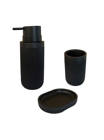 relaxdays 3-tlg. Bad Accessoires in Schwarz