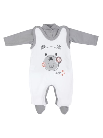 TupTam Baby Unisex Strampler-Set mit Aufdruck Spruch 2-tlg in weiß/grau