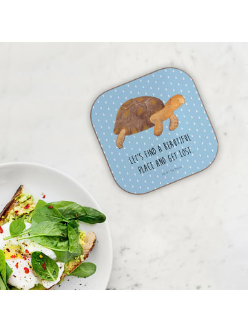 Mr. & Mrs. Panda Bierdeckel Schildkröte MHerzieren mit Spruch in Blau Pastell