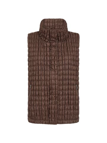 soyaconcept Stehkragenweste mit gesteppter Textur in Hot Fudge
