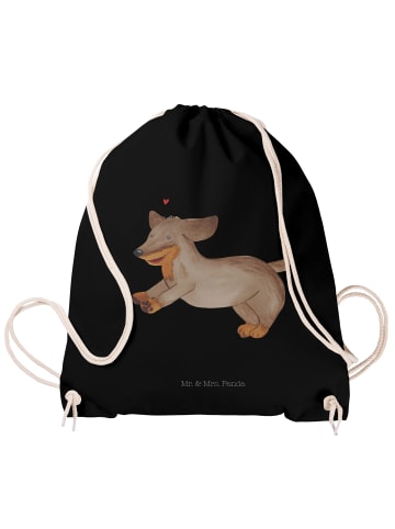 Mr. & Mrs. Panda gym tasche Hund Dackel ohne Spruch in Schwarz