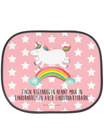 Mr. & Mrs. Panda Sonnenschutz Auto Einhorn Regenbogen mit Spruch in Rot Pastell