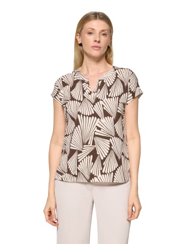 Betty Barclay Basic Shirt mit V-Ausschnitt in Braun/Beige