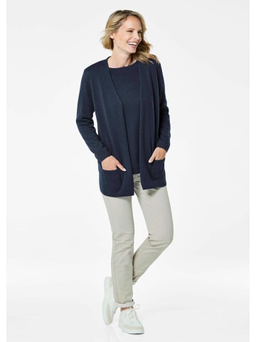 GOLDNER Kurzgröße:  Kaschmirstrickjacke Langarm Feinstrick-Cardigan in marine