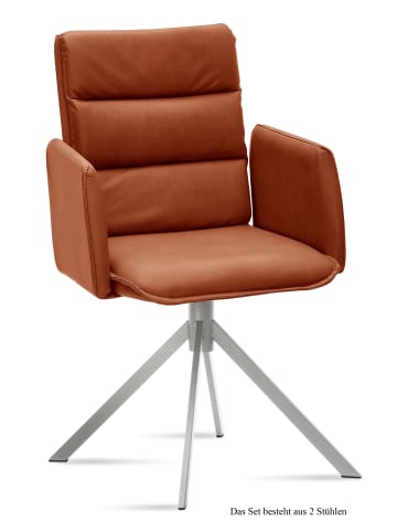 58 aufm Kessel ARMLEHNSTUHL (2er-Set) Dorree 52x92x60 Edelstahl/Cognac