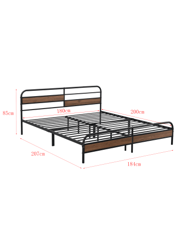 en.casa Metallbett Aarau in Braun Schwarz (B)180cm