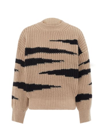 FENIA Damen Sweater in BEIGE SCHWARZ