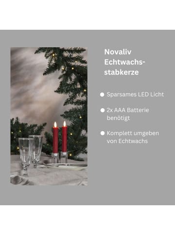 Novaliv Novaliv Stabkerzen LED mit Timer ROT 4 Stück Indoor 6 Stunden - ECHTWA in Rot