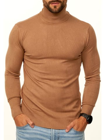 DAILY COTTON Rollkragenpullover - als Feinstrick Pulli in Slim Fit für Herren in Beige