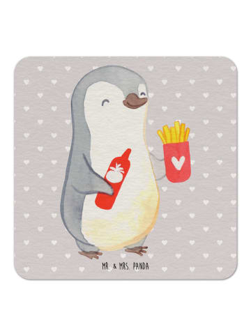 Mr. & Mrs. Panda Tassenuntersetzer Pinguin Pommes ohne Spruch in Grau Pastell