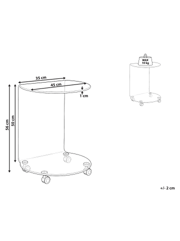 Beliani Beistelltisch MINTO in Transparent - (W) 45 x (H) 56 x (L) 35 cm