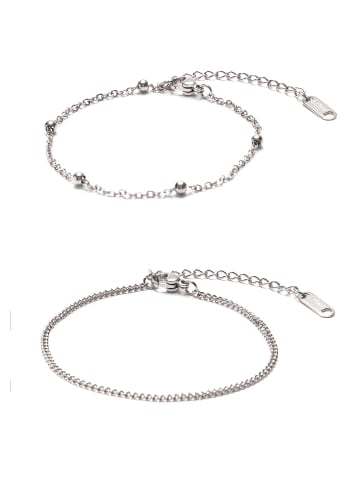 Hey Happiness Armbänder 2er Set Edelstahl in Silber