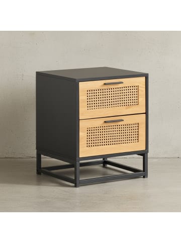 KADIMA DESIGN Nachtkonsole mit Wiener Geflecht 45x45x56 cm Nachttisch