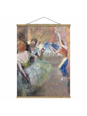 WALLART Stoffbild mit Posterleisten - Edgar Degas - Ballettszene in Creme-Beige
