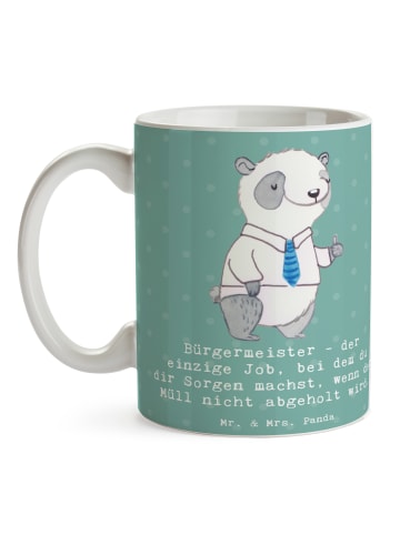 Mr. & Mrs. Panda Tasse Bürgermeister Job mit Spruch in Meeresbrise