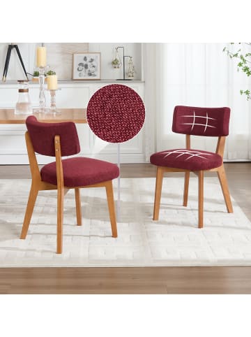 ABRIHOME Esszimmerstühle 2er Set Mid-Century Stil in Rotwein, 54.5x47x77 cm