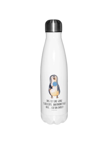 Mr. & Mrs. Panda Edelstahl Trinkflasche Pinguin Lolli mit Spruch in Weiß
