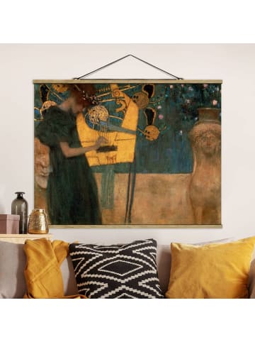 WALLART Stoffbild mit Posterleisten - Gustav Klimt - Die Musik in Grün