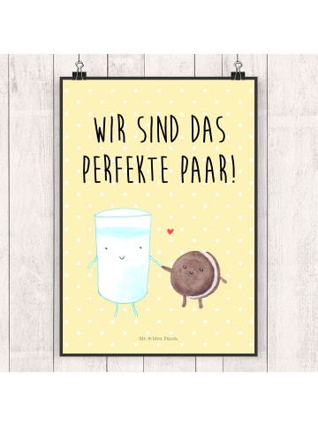 Mr. & Mrs. Panda Bild Milch Keks mit Spruch in Gelb Pastell
