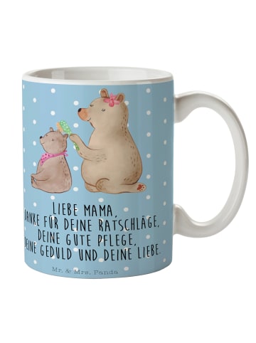 Mr. & Mrs. Panda Trinkbecher Bär Kind mit Spruch in Blau Pastell