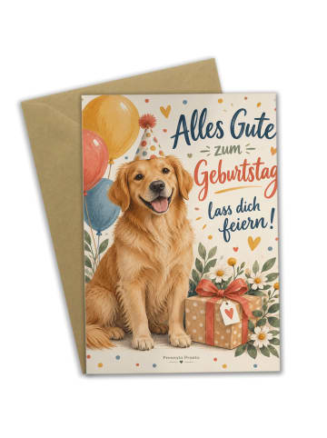 Mr. & Mrs. Panda Geburtstagskarte Hund Golden Retriever Design m... in Weiß