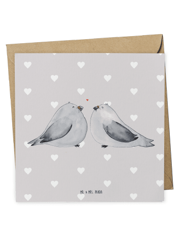 Mr. & Mrs. Panda Deluxe Karte Turteltauben Liebe ohne Spruch in Grau Pastell