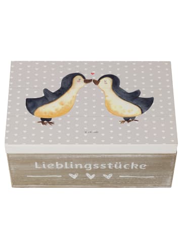 Mr. & Mrs. Panda truhe holz Pinguin Liebe ohne Spruch in Grau Pastell