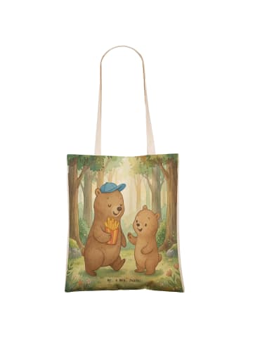Mr. & Mrs. Panda Shopping Bag Bär Kind Pommes Design ohne Spruch in Weiß