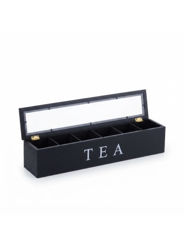 relaxdays Teebox in Schwarz - (B)43,5 x (H)9 x (T)9 cm