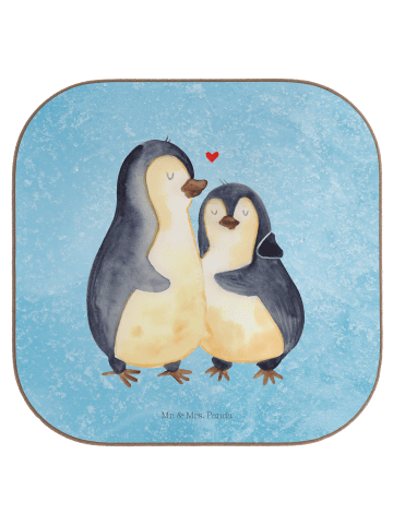 Mr. & Mrs. Panda Untersetzer Pinguin umarmen ohne Spruch in Eisblau
