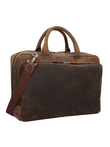 Plevier Retro Colmar Aktentasche Leder 40 cm Laptopfach dunkelbraun