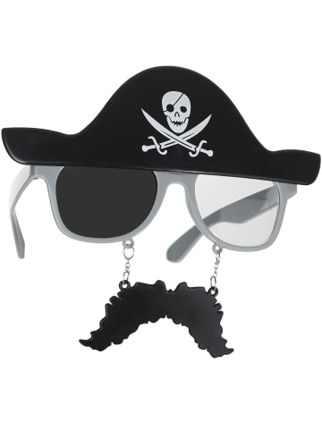 tectake Partybrille/Scherzbrille, in schwarz/grau, Beweglicher Schnurrbart