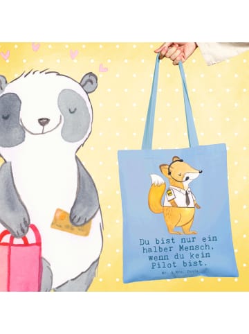 Mr. & Mrs. Panda Tragetasche Pilot Herz mit Spruch in Sky Blue