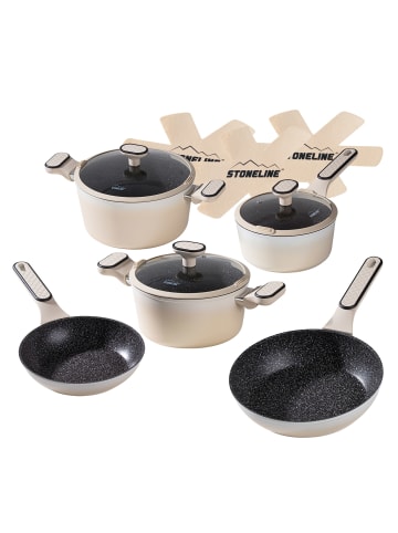 Stoneline Kochgeschirr-Set 11-teilig 18/20/24 | mit Deckeln in Creme