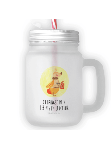 Mr. & Mrs. Panda Trinkglas Mason Jar Glühwürmchen mit Spruch in Transparent