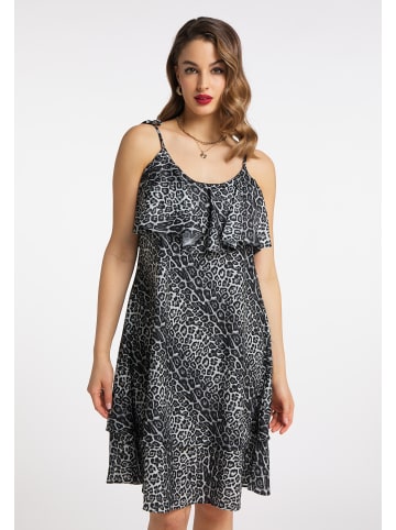 faina Damen Kleid Mit Leoprint in Grau Leo