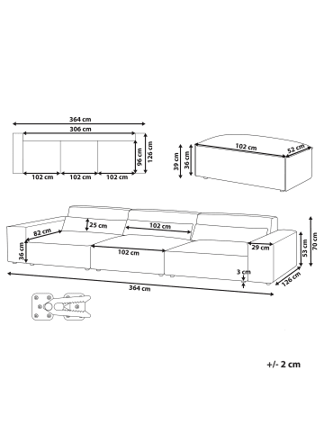 Beliani 5-tlg 3-Sitzer Sofa HELLNAR in Braun