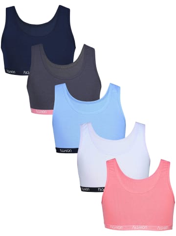 TupTam Mädchen Bustier mit breiten Trägern 5er Pack in blau/orange